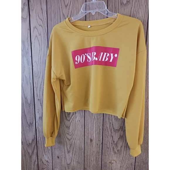 90's Baby Mustard Yellow Long Sleeve Sweater - Picture 1 of 4